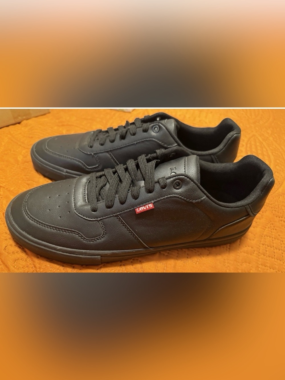 Sneaker Shoes Size 12 Black Levi's Mens Synthetic Leather Casual Lace Up - Picture 1 of 4